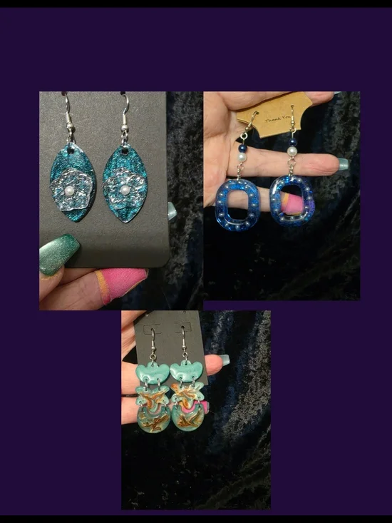 Handmade Colorful Resin Earrings - 3/$12 - Picture 12 of 13